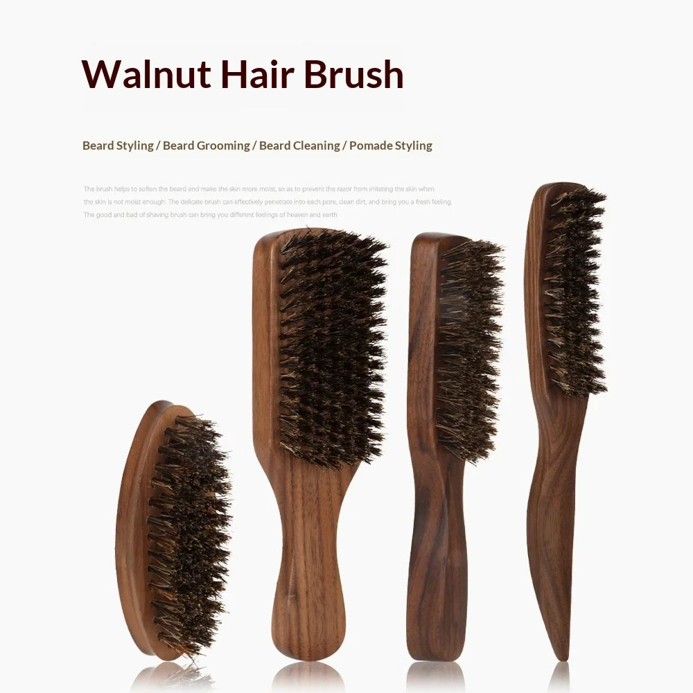 Boar Bristle Beard Brush | Walnut Wood Handle for Men