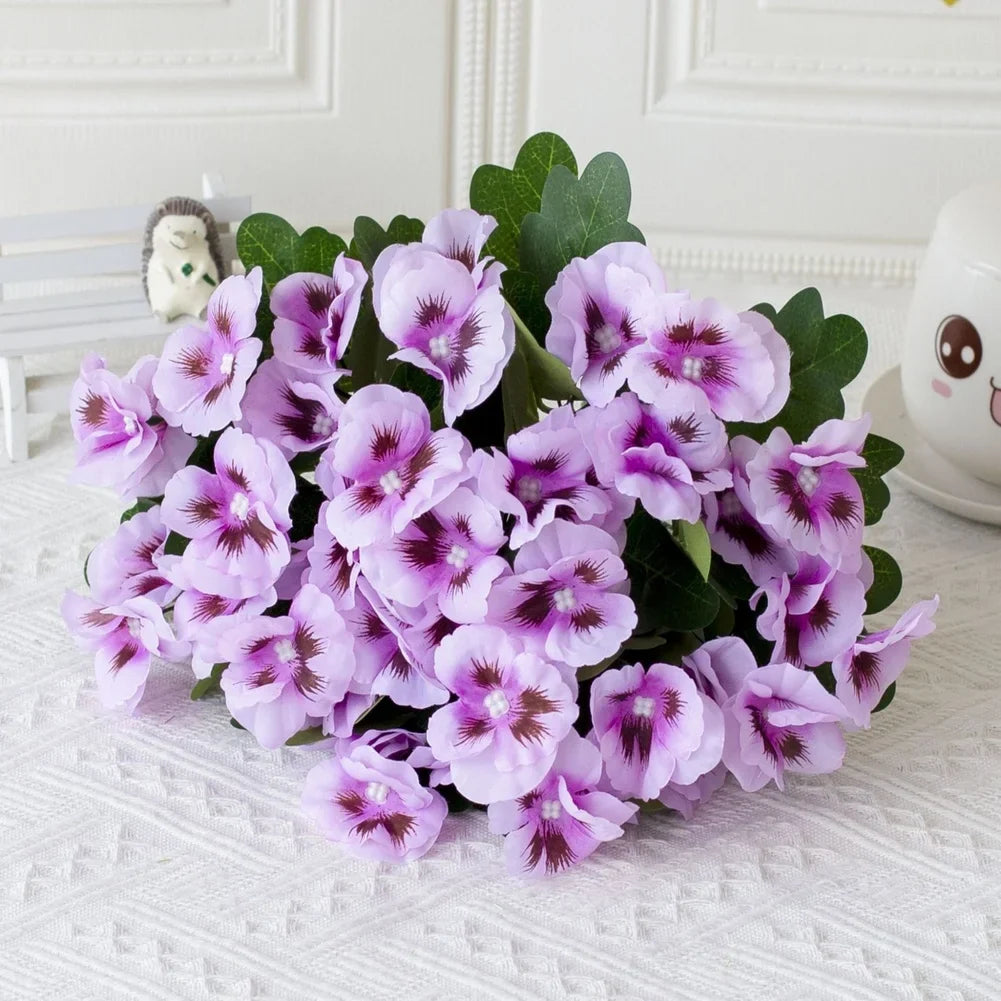 Spring Artificial Pansy Silk Flower Home Outdoor Mall Decor Bouquet