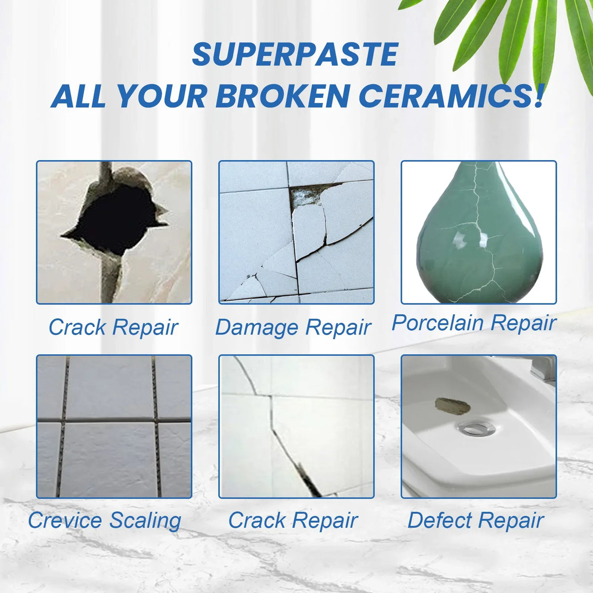 100g Tile Repair Paste – Waterproof, Fast-Drying + Scraper & Sandpaper