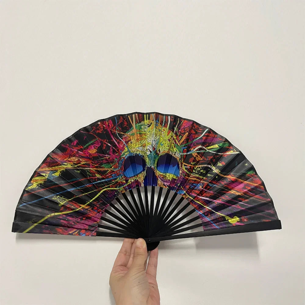 Elegant Leopard Print Folding Fan Black Frame Stylish Princess Theme