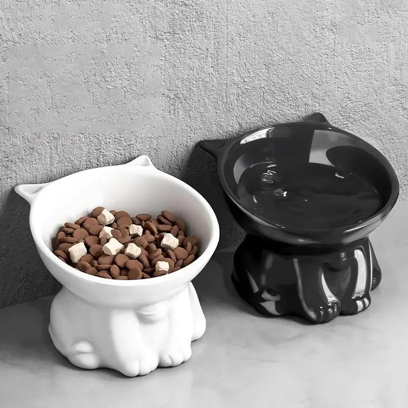 Raised Tilted Anti-Tip Pet Bowl – Cat & Dog Food Water Feeder