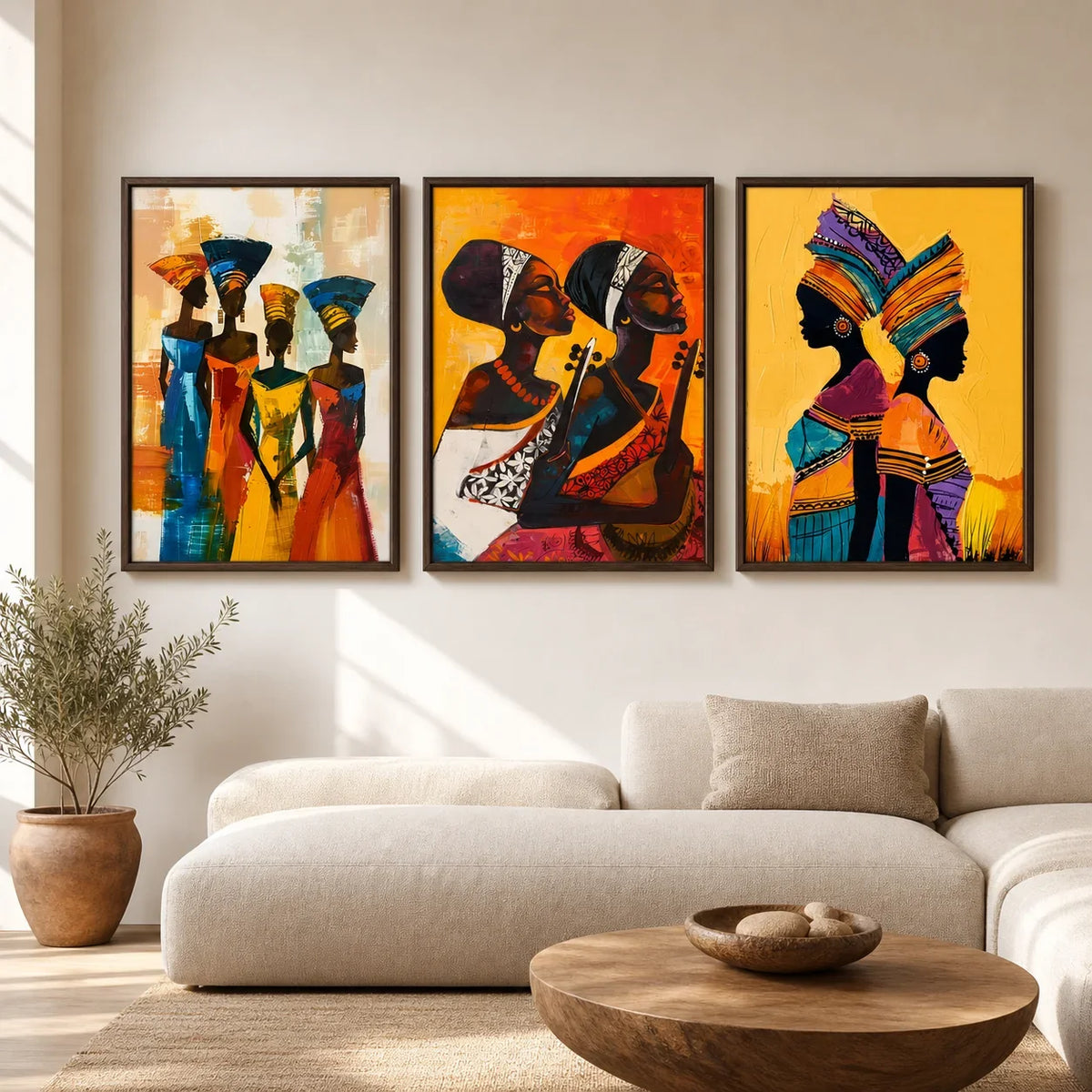 African Tribal Female Portrait Canvas Wall Art | Abstract Decor