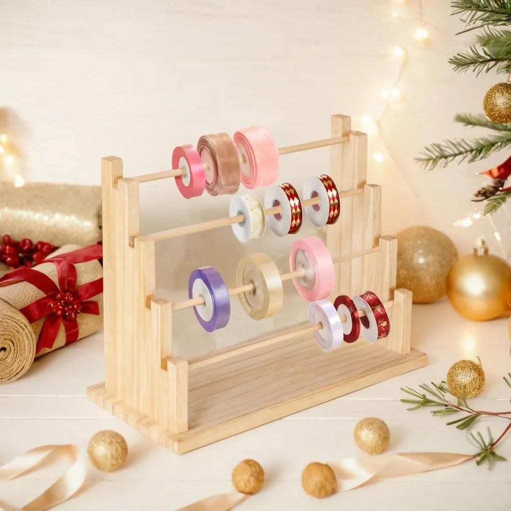 Solid Wood Ribbon Rack 4 6 Layer Handicraft Storage Organization