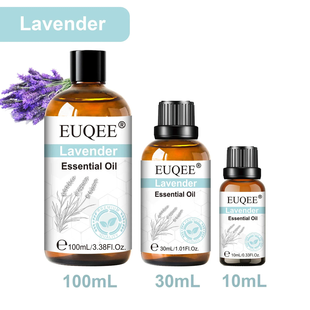 EUQEE Essential Oils – Lavender, Rose, Vanilla & More | 10–100ml