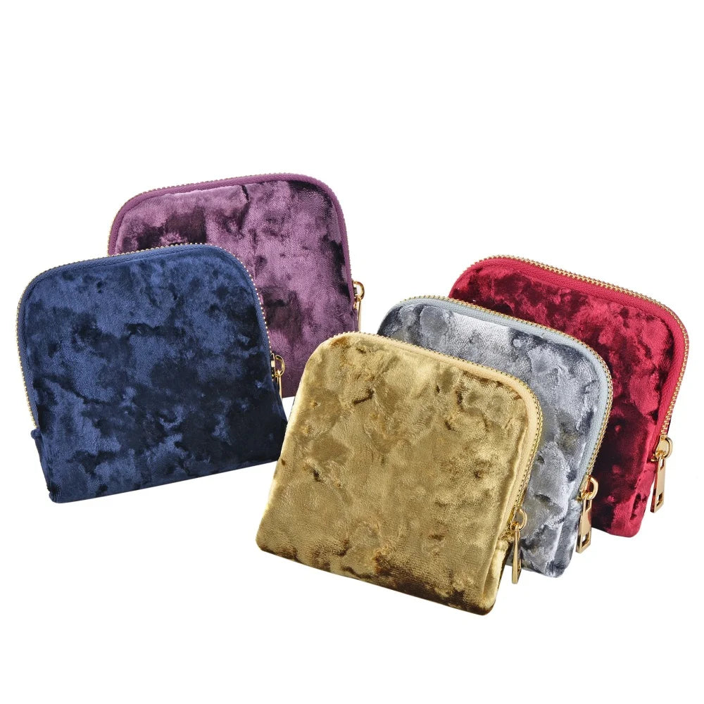 Velvet Jewelry Bag Women Travel Case Multiple Compartments Zipper