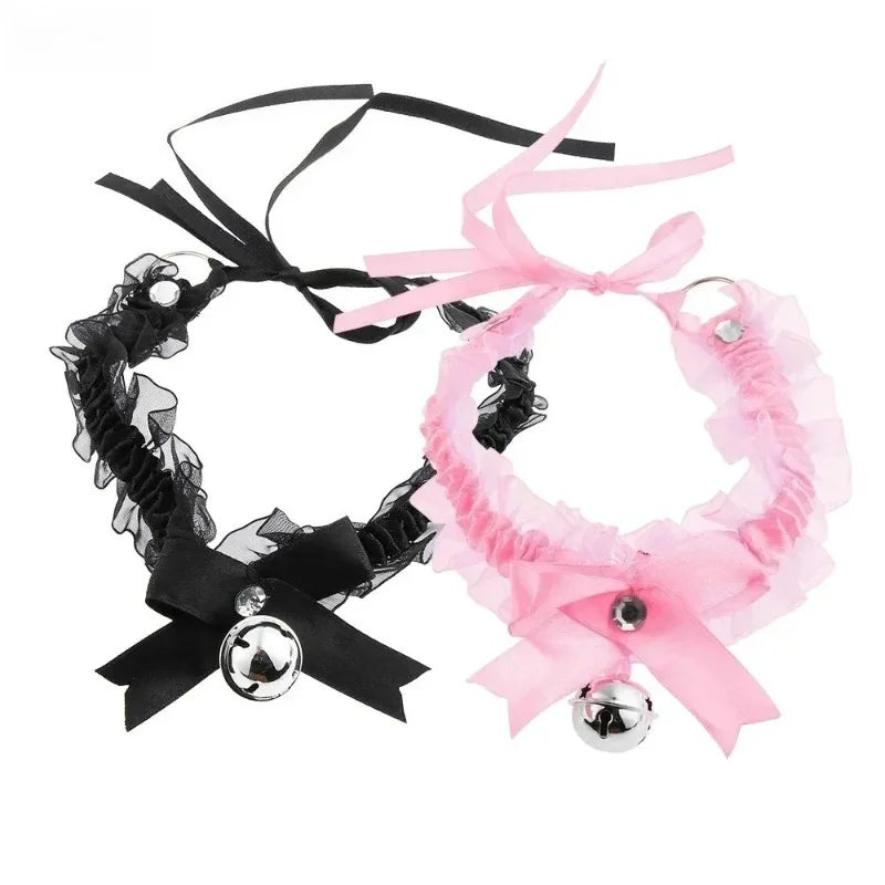 Gothic Lace Bow Bell Choker Necklace – Women's Party Jewelry