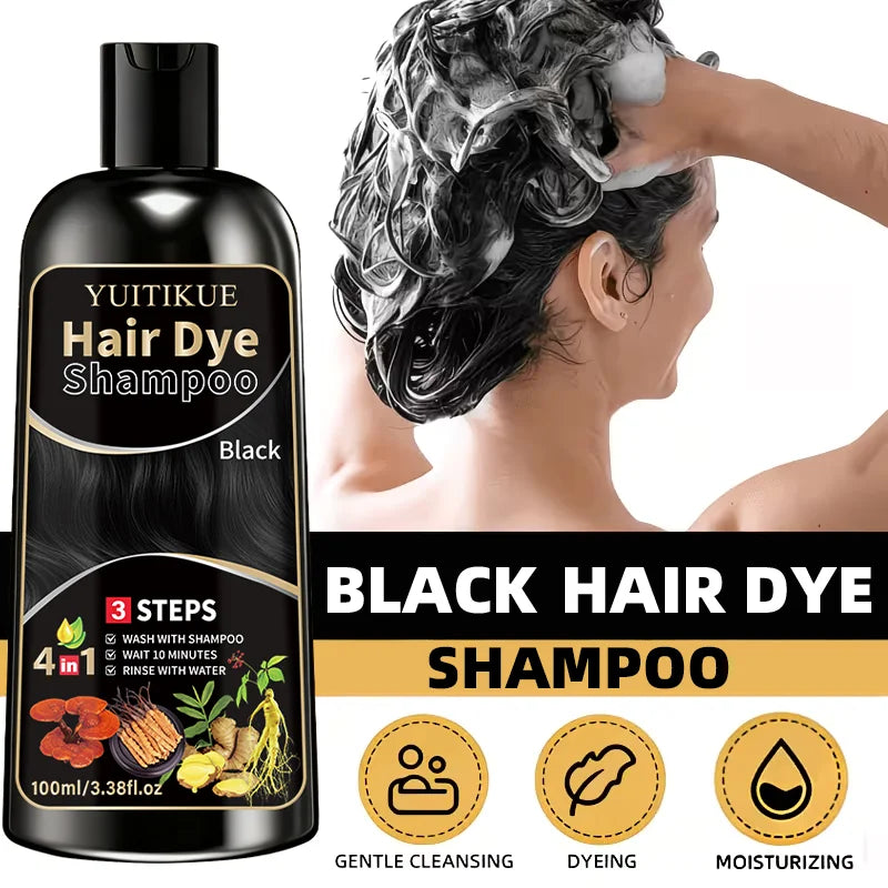 YUITIKUE Herbal Black Hair Dye Shampoo – Long-Lasting Color