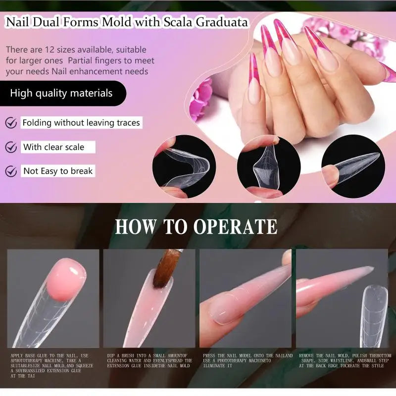 140-Piece Colorful Nail Extension Forms Set | Gel Builder Molds