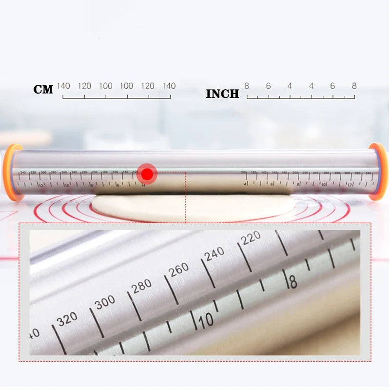 Adjustable Stainless Steel Rolling Pin & Silicone Baking Mat Set