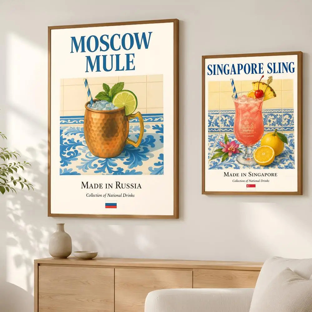 Cocktail Series Self-Stick Wall Art Poster – Waterproof HD