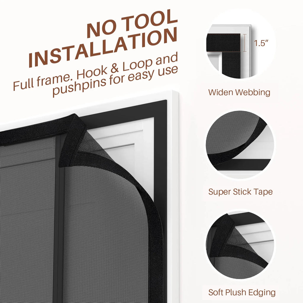 Double Door Magnetic Screen Door | Self-Closing Fiberglass Mesh