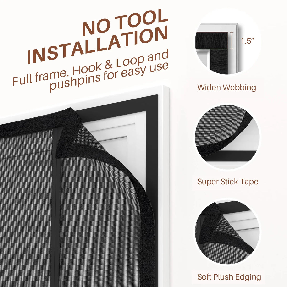 Double Door Magnetic Screen Door | Self-Closing Fiberglass Mesh