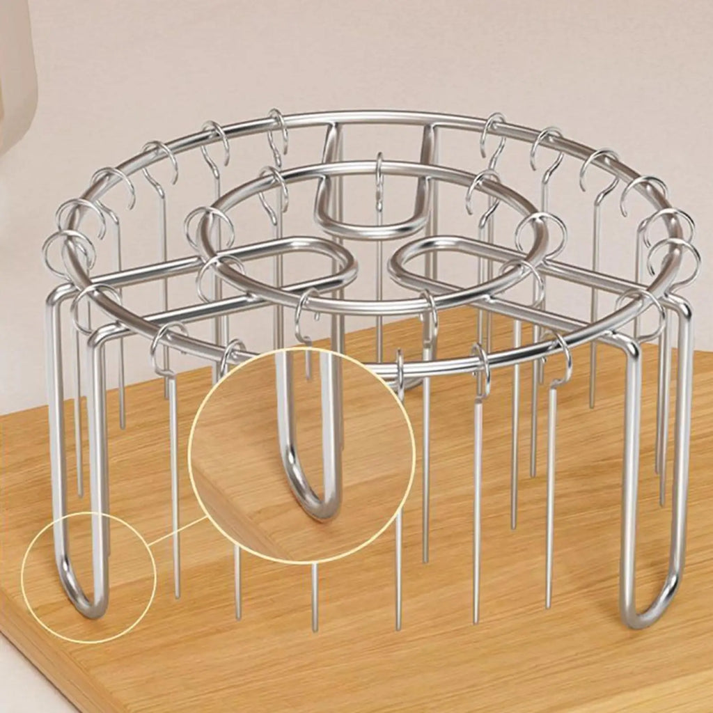 Stainless Steel BBQ Skewer Rack – Air Fryer & Oven, 24 Skewers