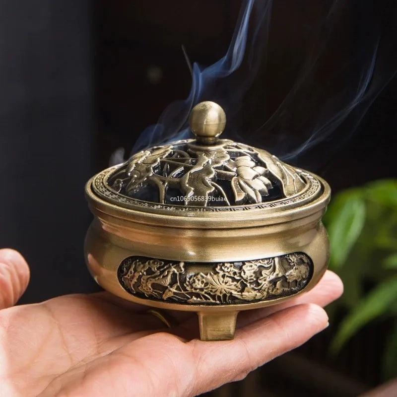 Pure Copper Antique Three-Legged Incense Burner | Tea Ceremony