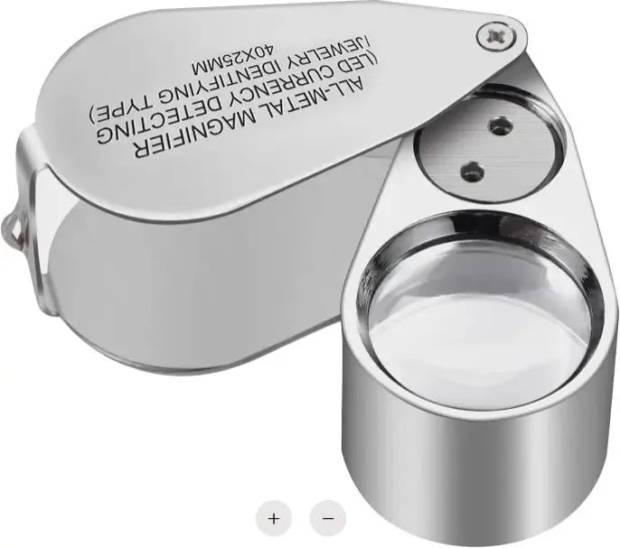 40X LED UV Magnifier Loupe – Optical Glass Lens, Metal Frame