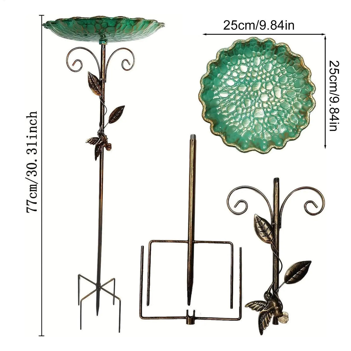 Upright Bird Bathing Tub Rust-proof Sturdy Durable Vintage Metal