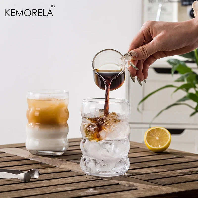 KEMORELA 16oz Glass Tumblers with Straws – Set of 4
