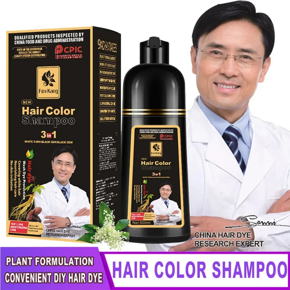 REAROYA Black Hair Dye Shampoo – Natural Plant-Based Color