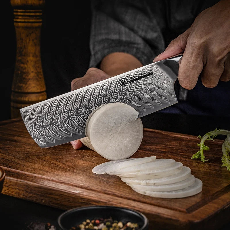 Grandsharp Nakiri Knife – 67-Layer Damascus Steel Rosewood