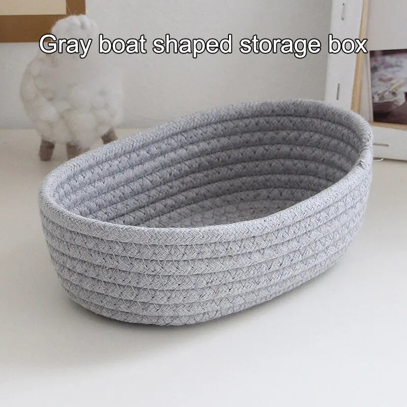 Storage Basket Toys Cosmetics Office Stationery Box Hand Woven Cotton