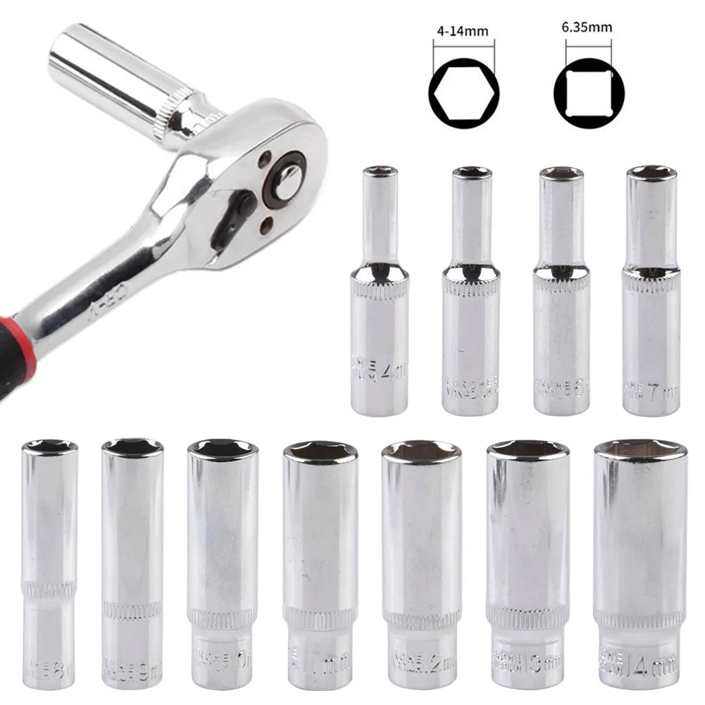 4- Deep Socket Adapter 1 Hex Wrench Heads Ratchet Sleeve Nozzles Nut