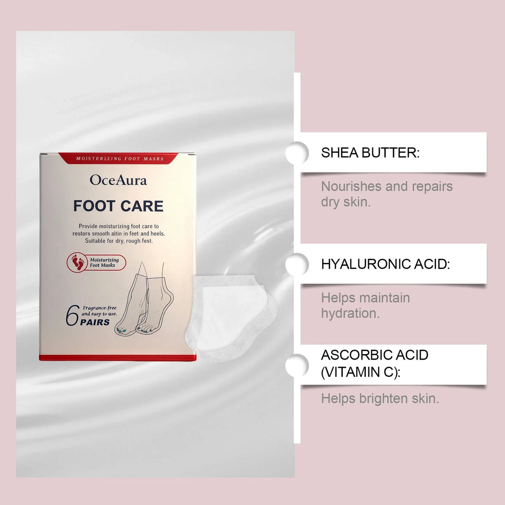 OceAura Shea Butter Hydrating Foot Mask Booties – 6 Pairs