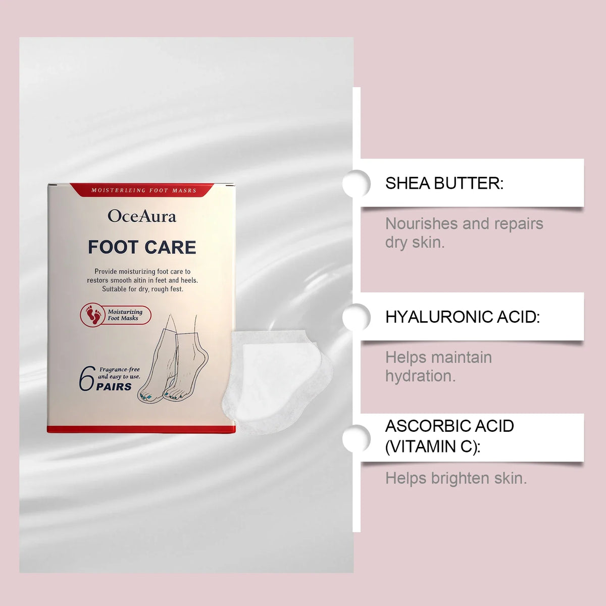 OceAura Shea Butter Hydrating Foot Mask Booties – 6 Pairs