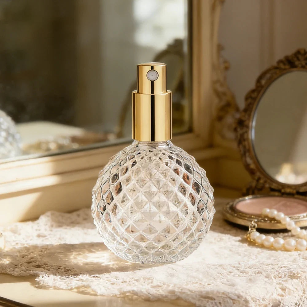Vintage 100ml Glass Perfume Bottle – Pink Pineapple Spray Atomizer