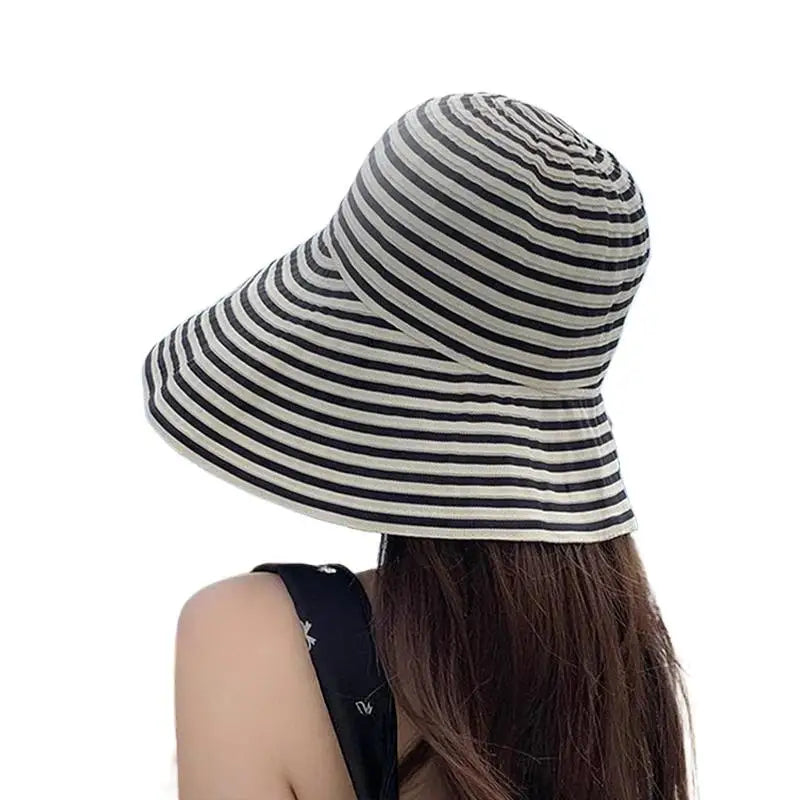 Women's Wide Brim Striped Sun Hat – Lightweight Travel Hat