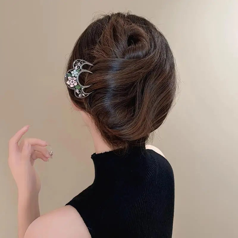 Metal U-Shaped Hair Fork Comb with Pearl Tassel Hair Stick