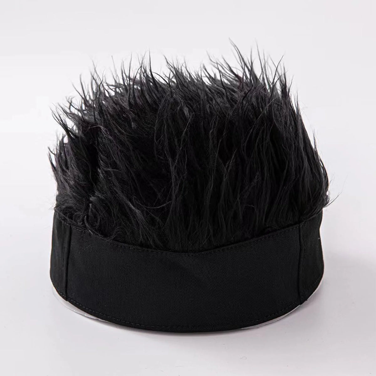 Black Knit Beanie Wig Hat – Unisex Costume Accessory