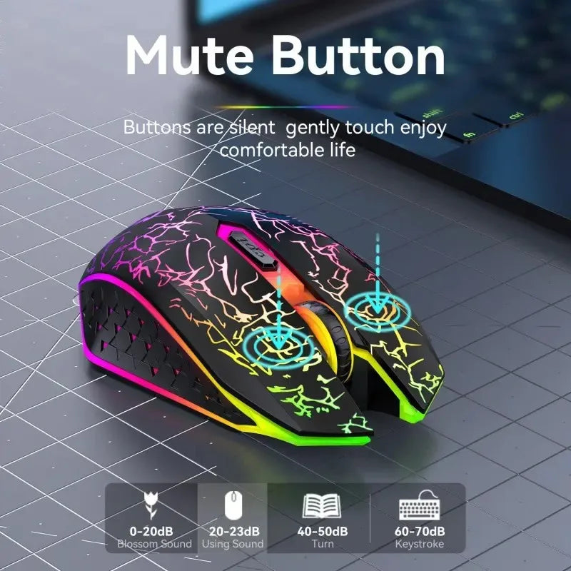 DIXSG Silent Wireless Gaming Mouse 2.4G Bluetooth 1600 DPI