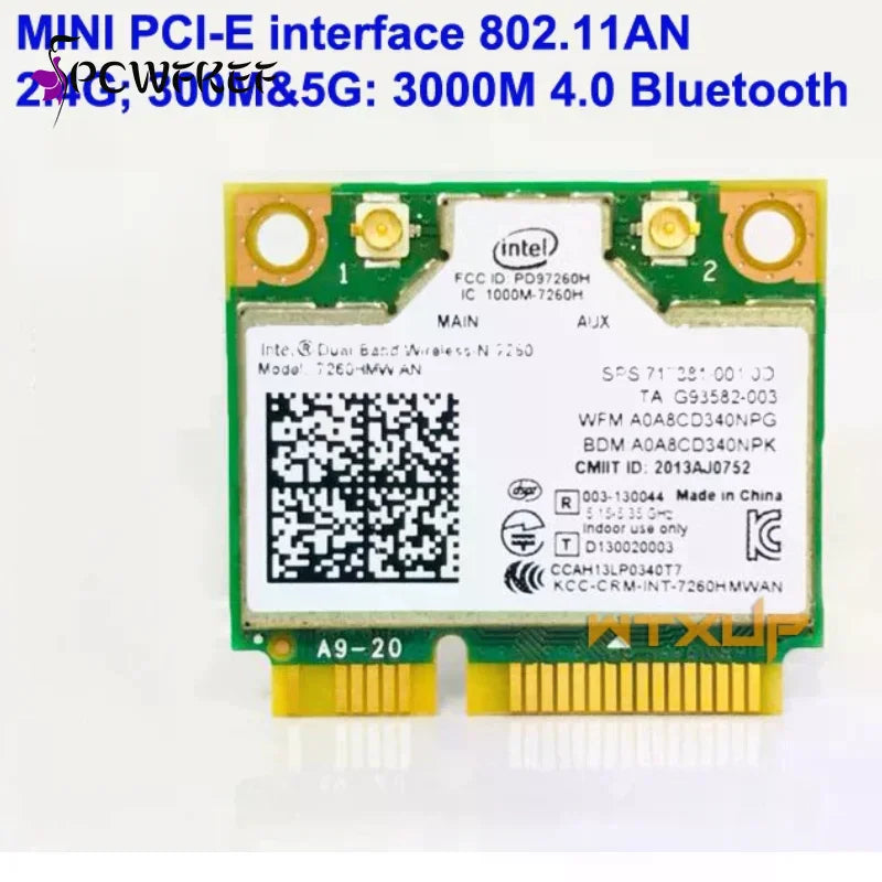 Mini PCIe AC 7260HMW Dual-Band Wi-Fi & Bluetooth 4.0 Card