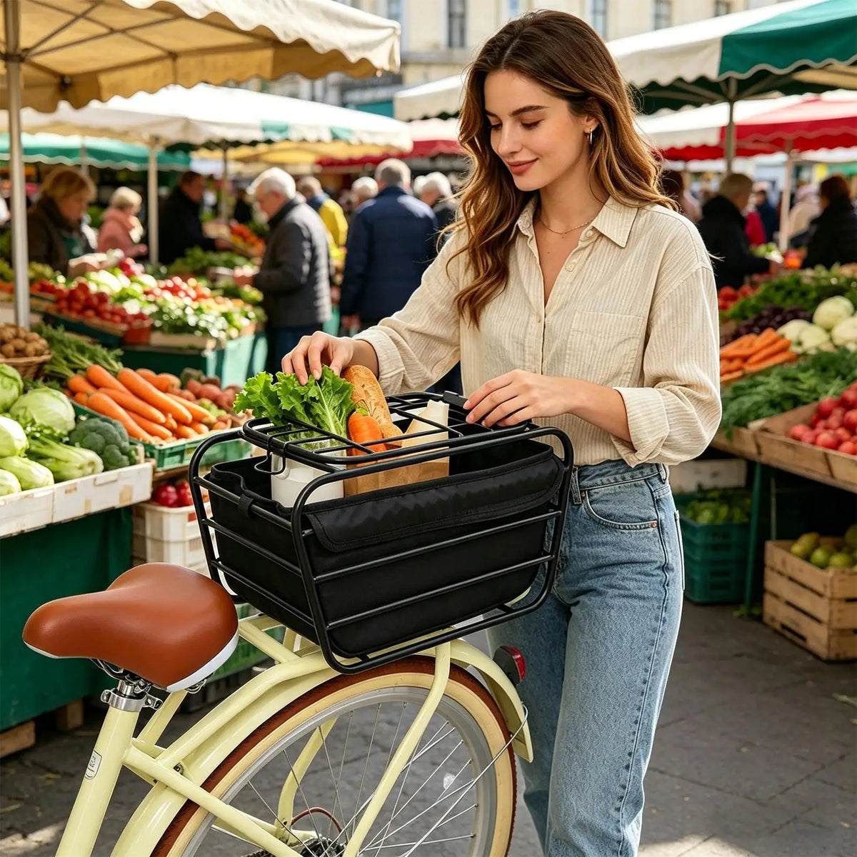 Enclosed Carbon Steel Bike Rear Basket – Pet Carrier & Organizer