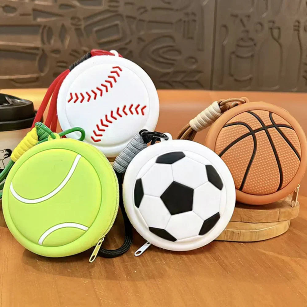 Creative Sports Silicone Coin Purse Wallet Basketball Football Shaped