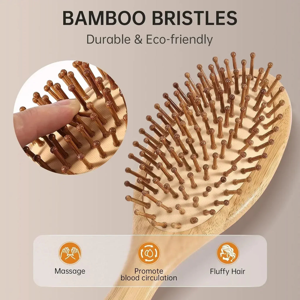 Natural Bamboo Air Cushion Paddle Comb | Scalp Massage & Wig
