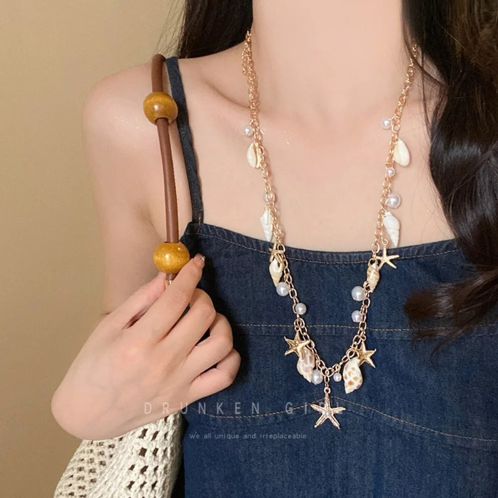Sea Star Shell Beads Necklace – Bohemian Beach Jewelry