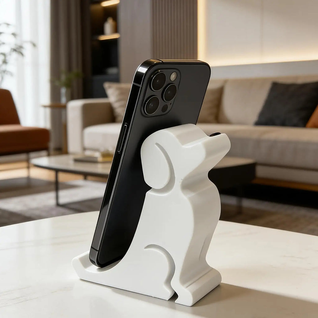 Cute Dog Figurine Phone Stand – Anti-Slip Desk Phone Holder