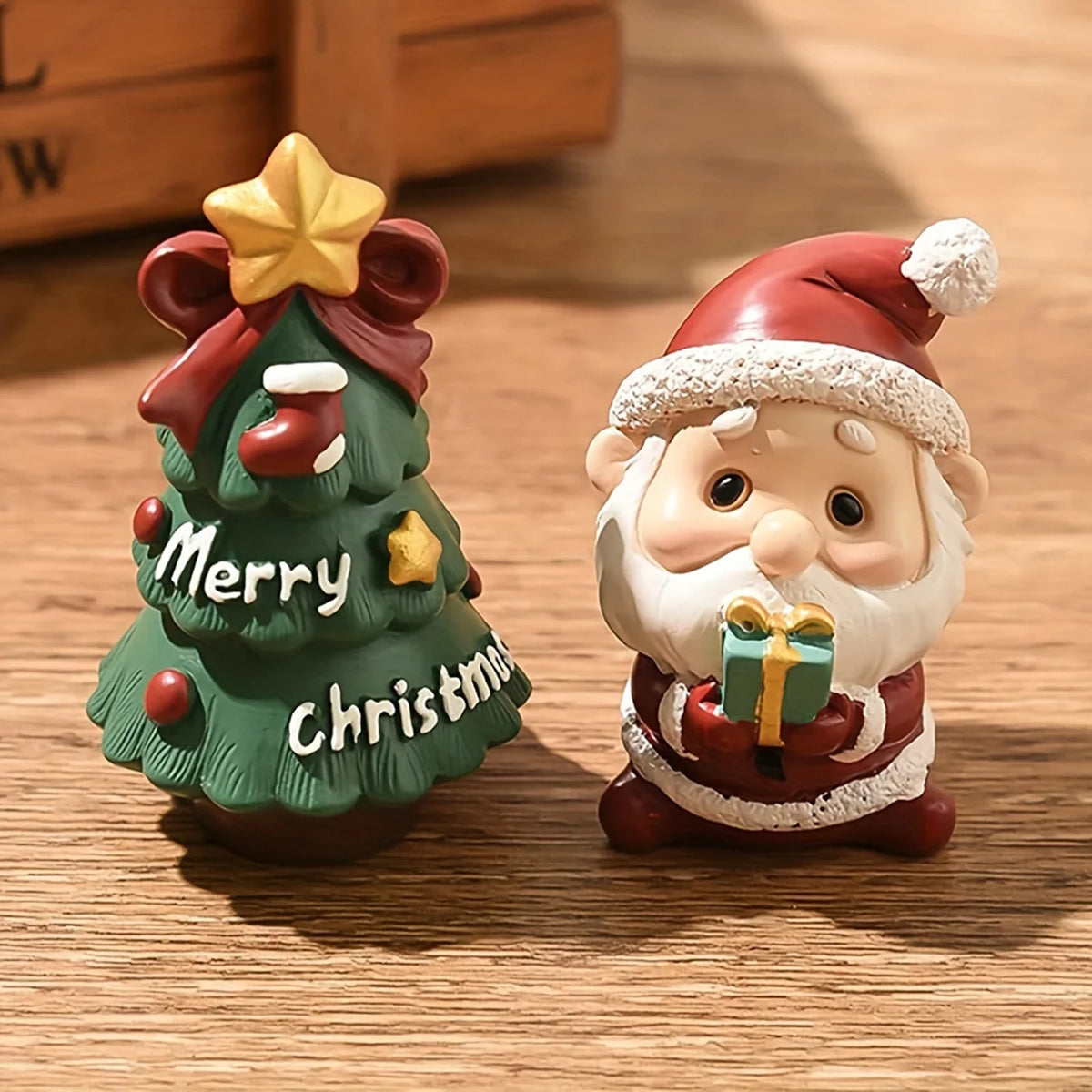 Resin Christmas Ornaments – Mini Santa Snowman Tree Figurines