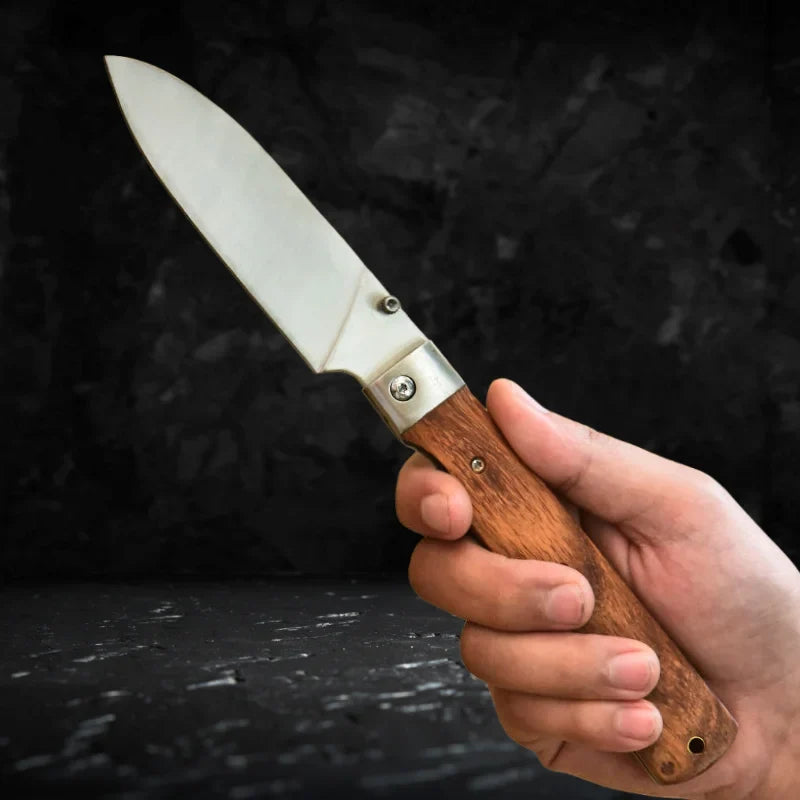 COOKCRAZE Folding Bread Knife | 440A Stainless Steel Rosewood