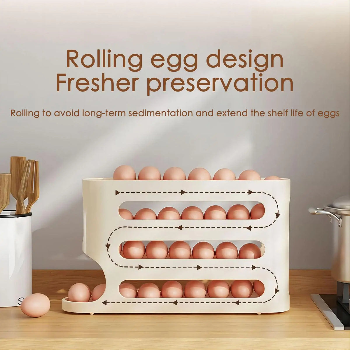 Automatic Egg Rolling Dispenser 4-Tier Large Capacity Tilted Storage