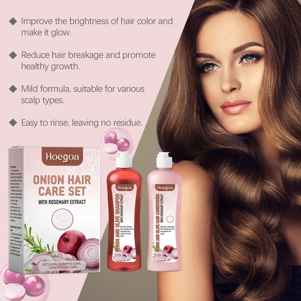 HOEGOA Onion & Rosemary Shampoo Set for Dry Frizzy Hair
