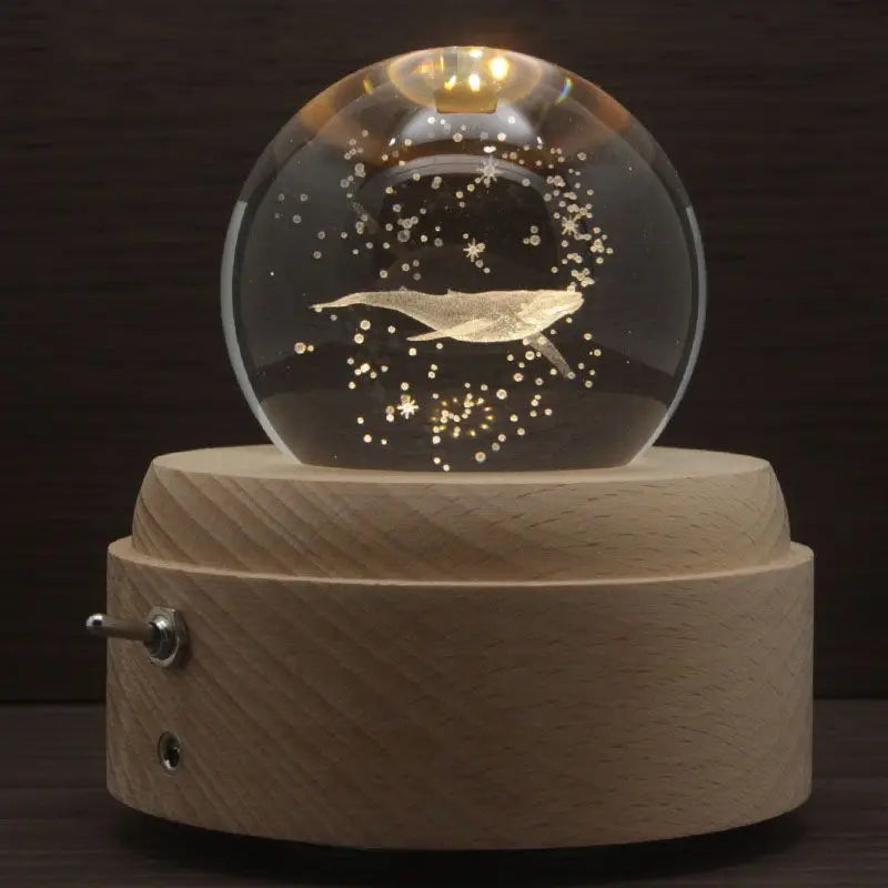 Bird's Poem Whale Crystal Ball Music Box Rotating Ornament Creative