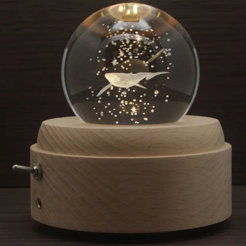 Bird's Poem Whale Crystal Ball Music Box Rotating Ornament Creative