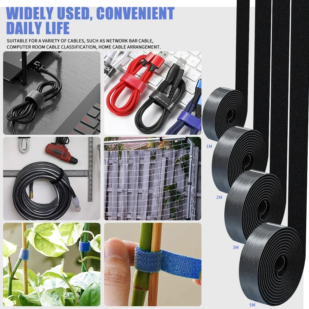 10mm x 5M Reusable Cable Tie Wire Organizer Management Tape