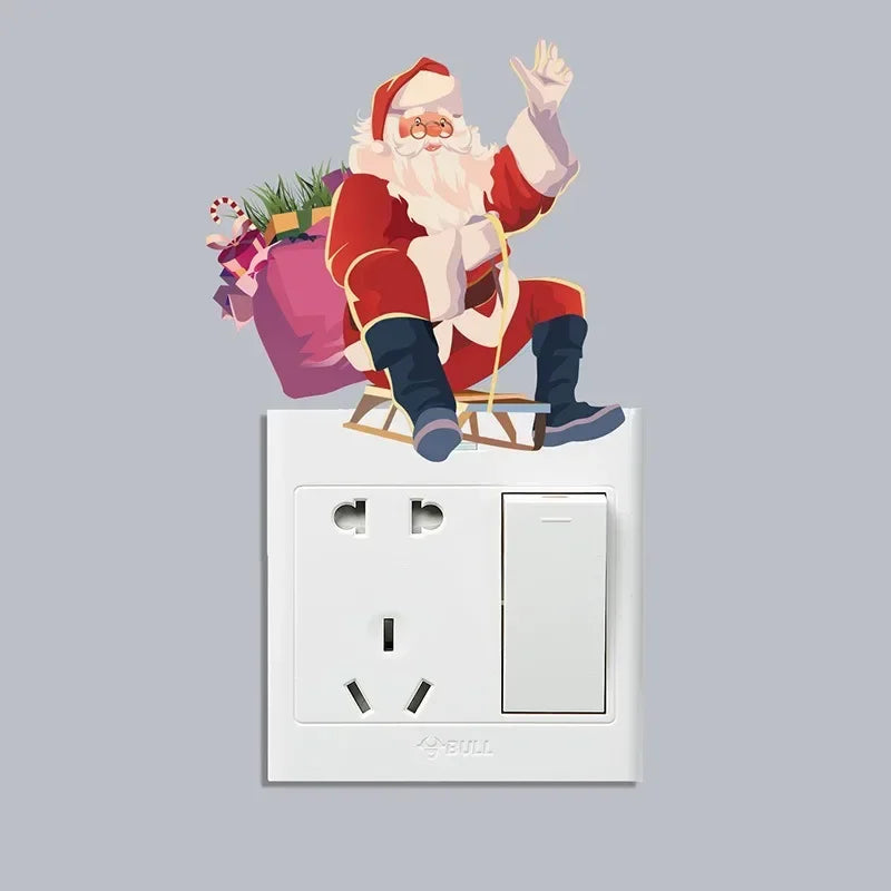 Christmas Wall Switch Stickers – Removable Festive PVC Decals