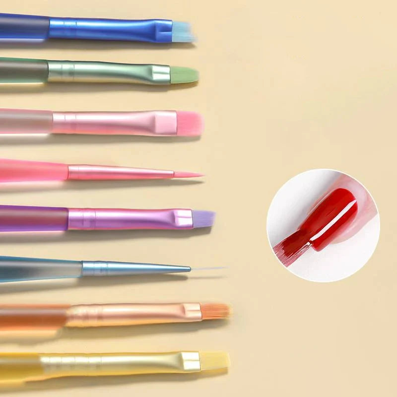 8-Piece Nail Art Brush Set – Liner, Dotting & Gel Polish Tools