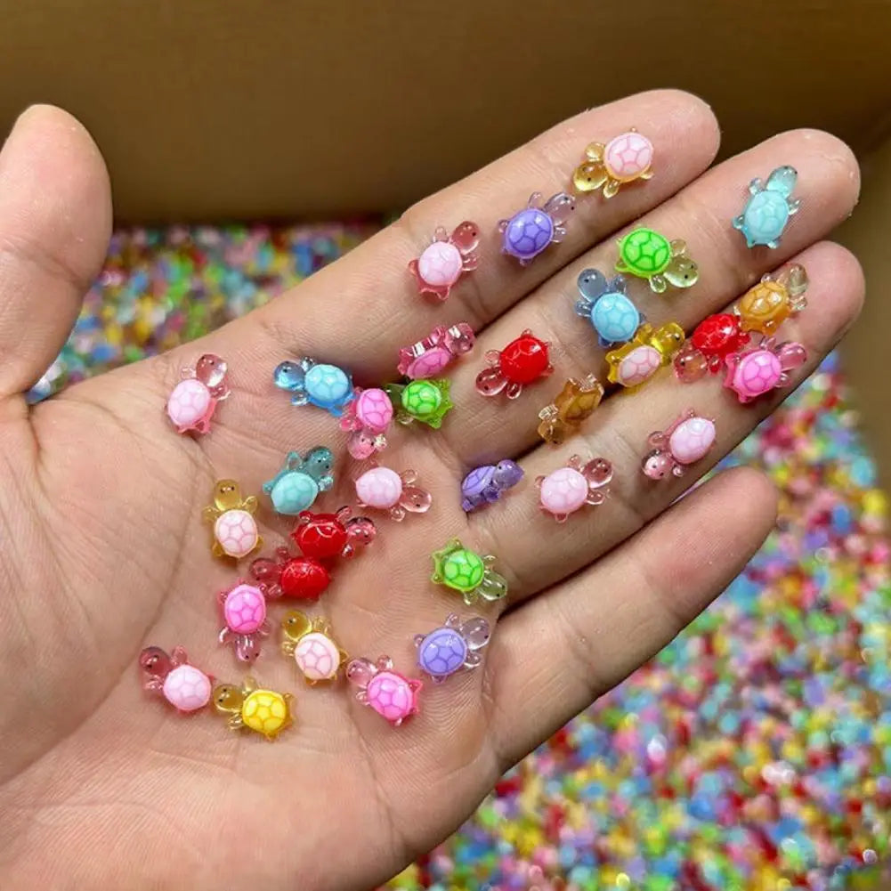 100-Pc 3D Resin Turtle Nail Charms – DIY Craft Decorations