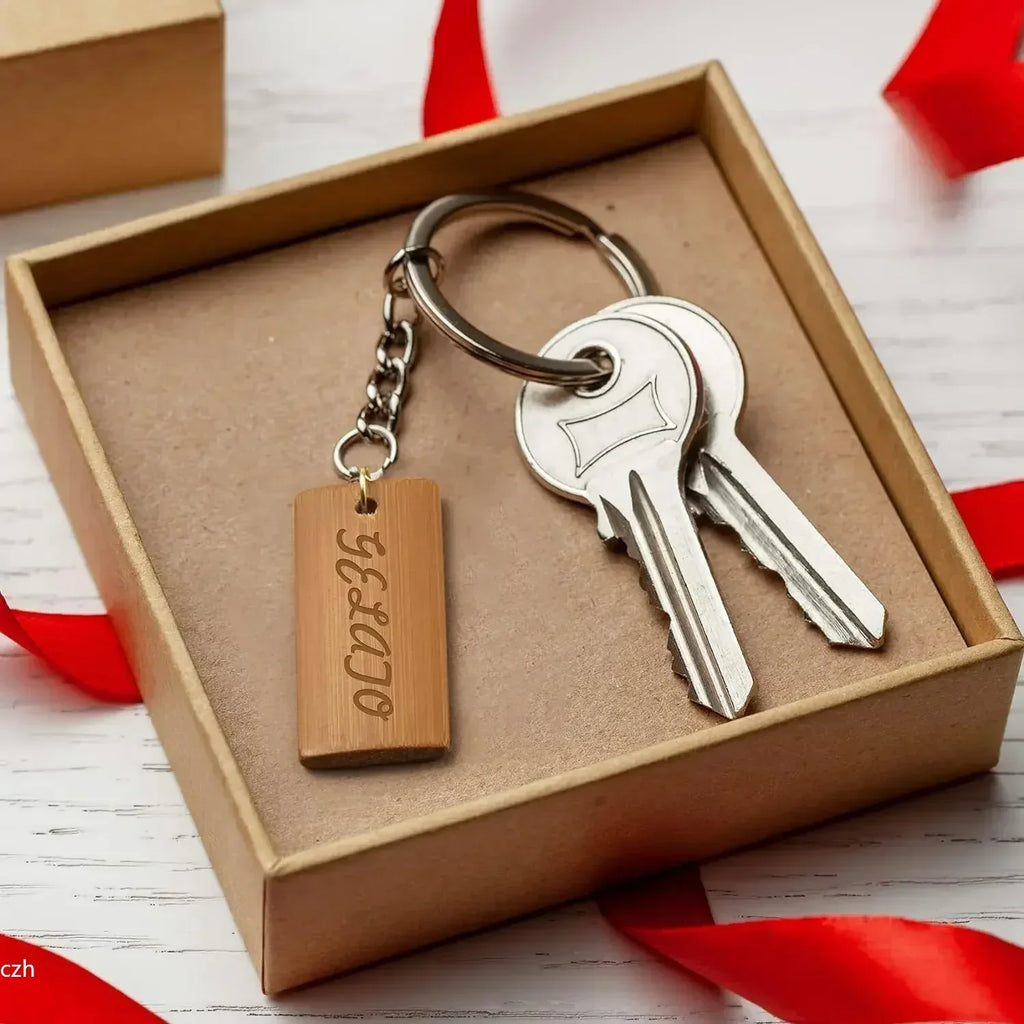 50 Pcs Bamboo Blank Tags 45x20mm – DIY Keychain Engraving Blanks
