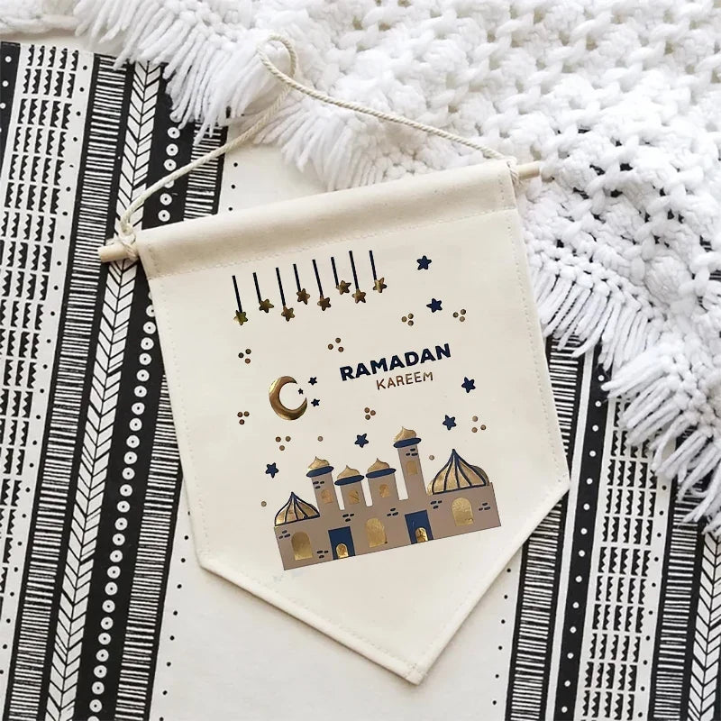 Ramadan Kareem Eid Mubarak Canvas Banner | Islamic Wall Decor